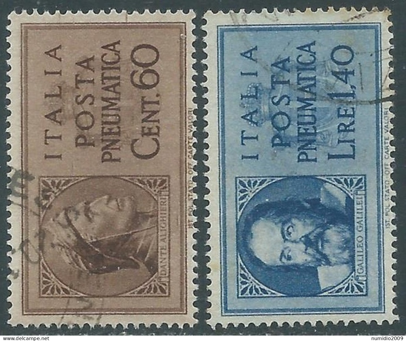 1945 LUOGOTENENZA POSTA PNEUMATICA USATO 2 VALORI - P1-4 - Authorized Private Service