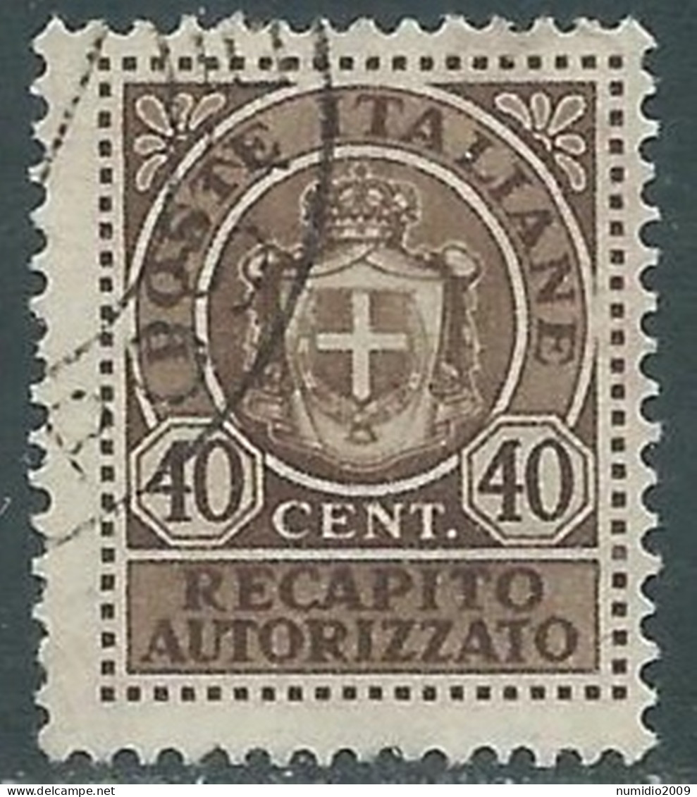 1945 LUOGOTENENZA RECAPITO AUTORIZZATO USATO 40 CENT - P12-4 - Authorized Private Service