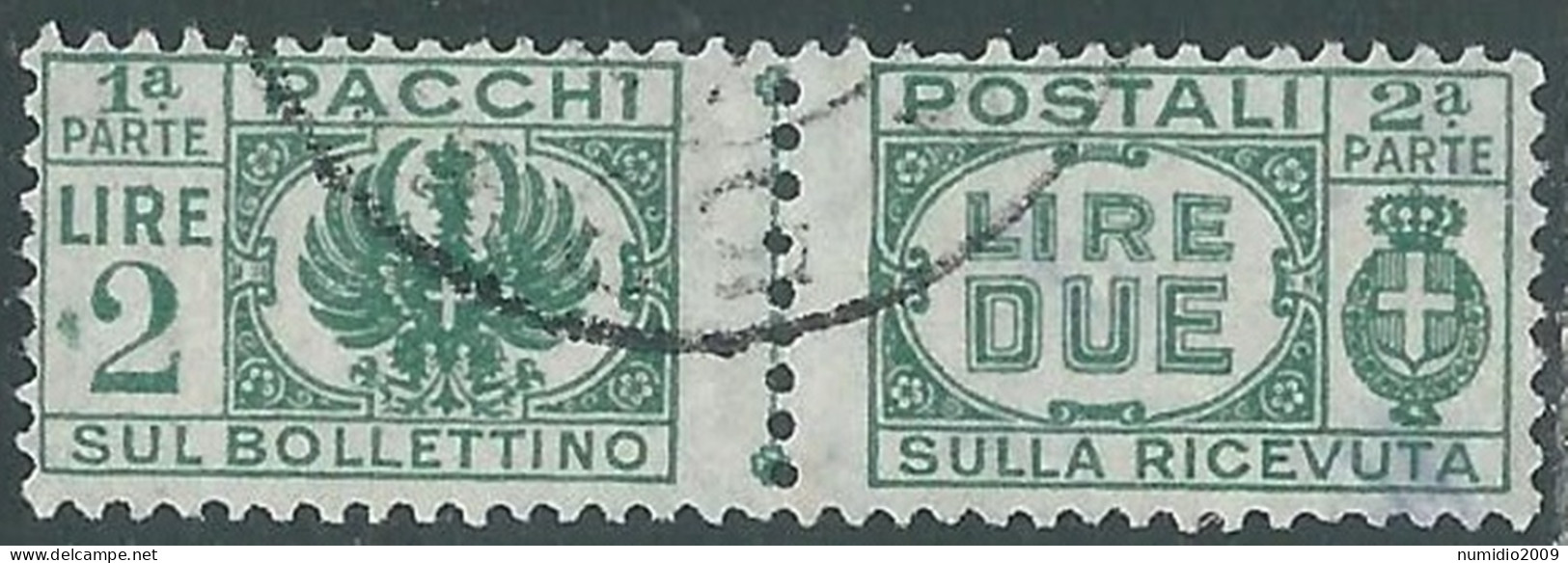 1946 LUOGOTENENZA PACCHI POSTALI USATO 2 LIRE - P31-8 - Paketmarken