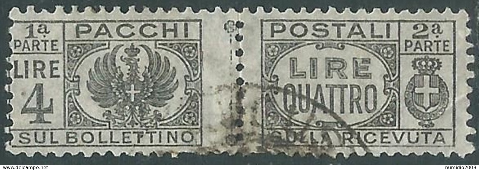 1946 LUOGOTENENZA PACCHI POSTALI USATO 4 LIRE - P31-9 - Postpaketten