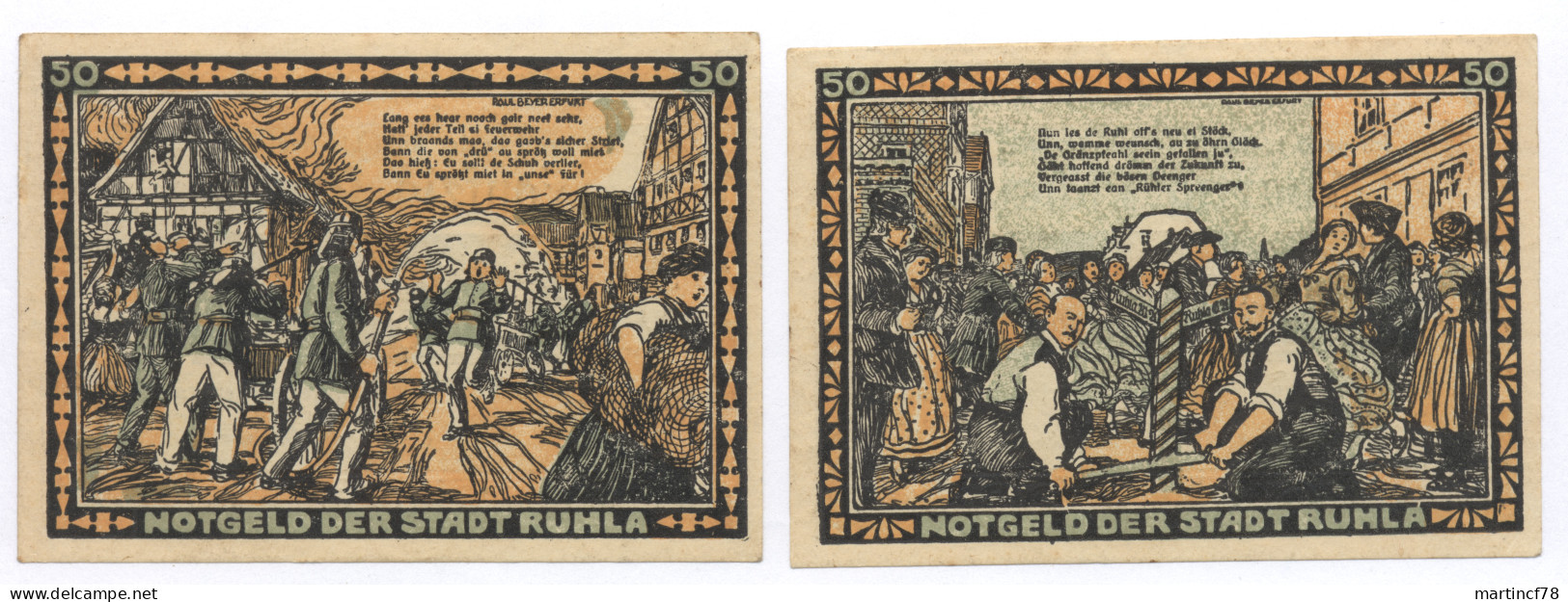 Notgeld Ruhla In Thüringen 1921 50 Pf Foufzig Pfänn - Collezioni