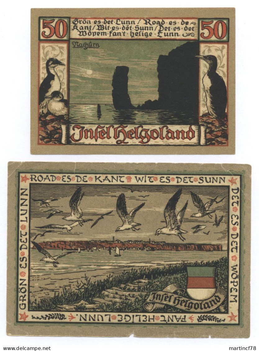 Notgeld Insel Helgoland 50 Pfennig + 1 Mark 1920 - Collections