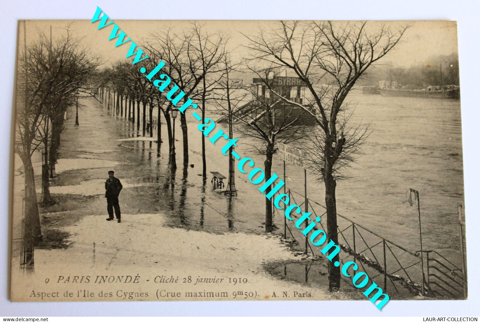 CPA 75 INONDATION PARIS JANVIER 1910 ILE DES CYGNES ANCIENNE CARTE POSTALE ANIMÉE GRANDE CRUE DE LA SEINE (1505.11) - Floods