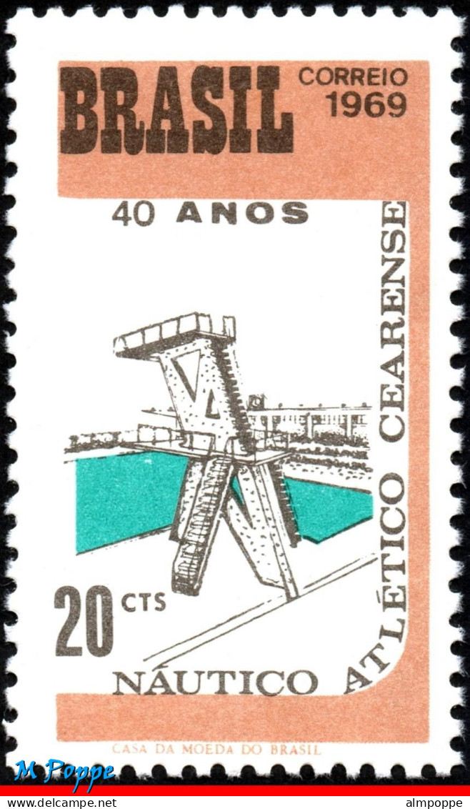 Ref. BR-1124 BRAZIL 1969 - CEARENSE WATER SPORTSCLUB, MI# 1213, MNH, . 1V Sc# 1124 - Kunst- Und Turmspringen