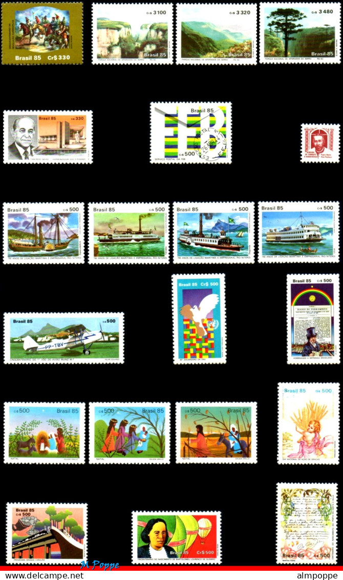 Ref. BR-Y1985-S BRAZIL 1985 - ALL COMMEMORATIVE STAMPSOF THE YEAR, SCOTT VALUE $36.55, ALL MNH, . 64V Sc# 1970~2041 - Annate Complete