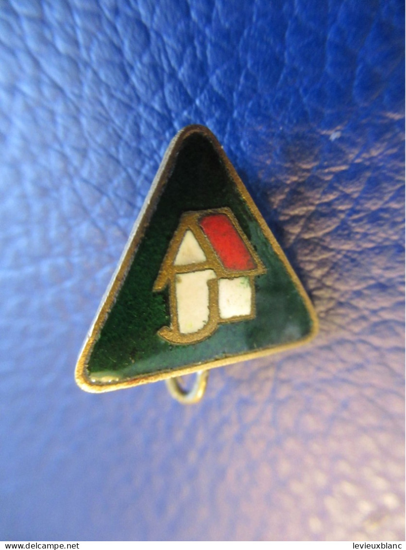 Petit écusson De Boutonnière/"A J  Avec Petite Maison "/ Association Des Jeunes ?/Bronze Cloisonné/Vers 1930-1950 INS125 - Other & Unclassified