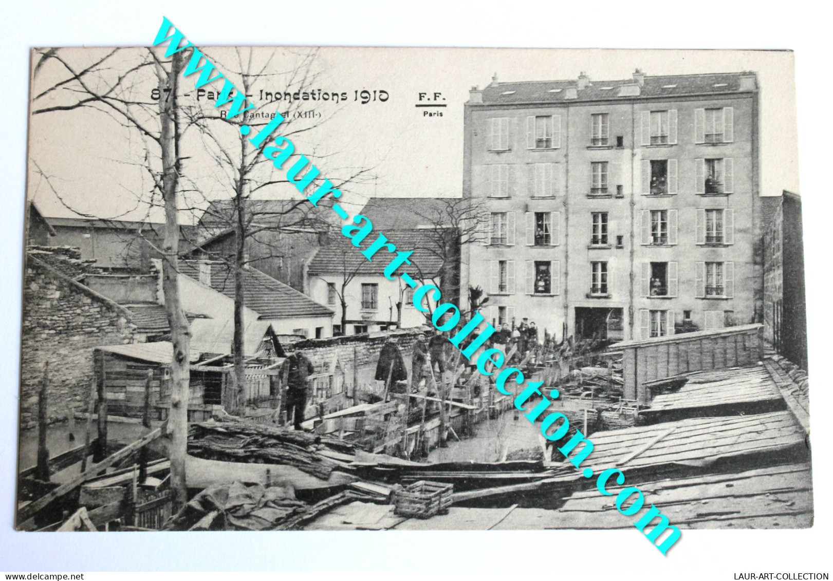 CPA 75 INONDATION PARIS JANVIER 1910 RUE CANTAGRET ANCIENNE CARTE POSTALE ANIMÉE GRANDE CRUE DE LA SEINE (1505.14) - Floods