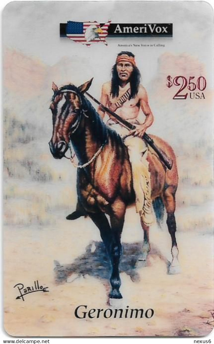 USA - AmeriVox - Perillo Native American Artwork - AVX-Pr152 - Geronimo On Horse #5, Remote Mem. 2.50$, 5.000ex, Mint - Amerivox