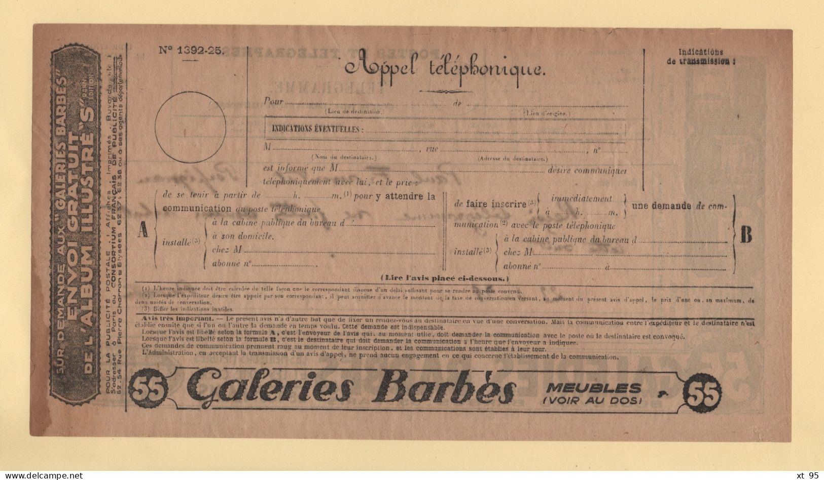 Telegramme Illustre - Galeries Barbes - 1928 - Perpignan - Telegraphie Und Telefon