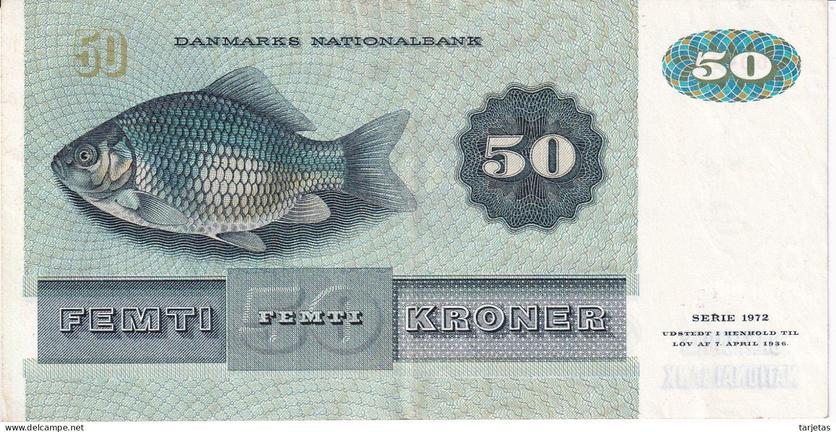 BILLETE DE DINAMARCA DE 50 KRONER DEL AÑO 1972 EN CALIDAD EBC (XF)(BANK NOTE) - Danemark