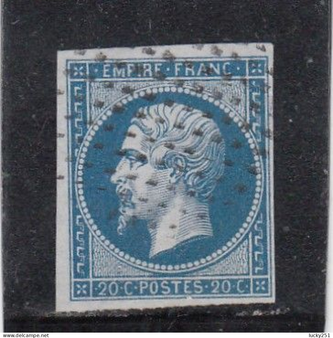France - Année 1853-1860 - N°YT 14B - 20c Bleu - Oblitération Pointillés Fins - 1853-1860 Napoléon III