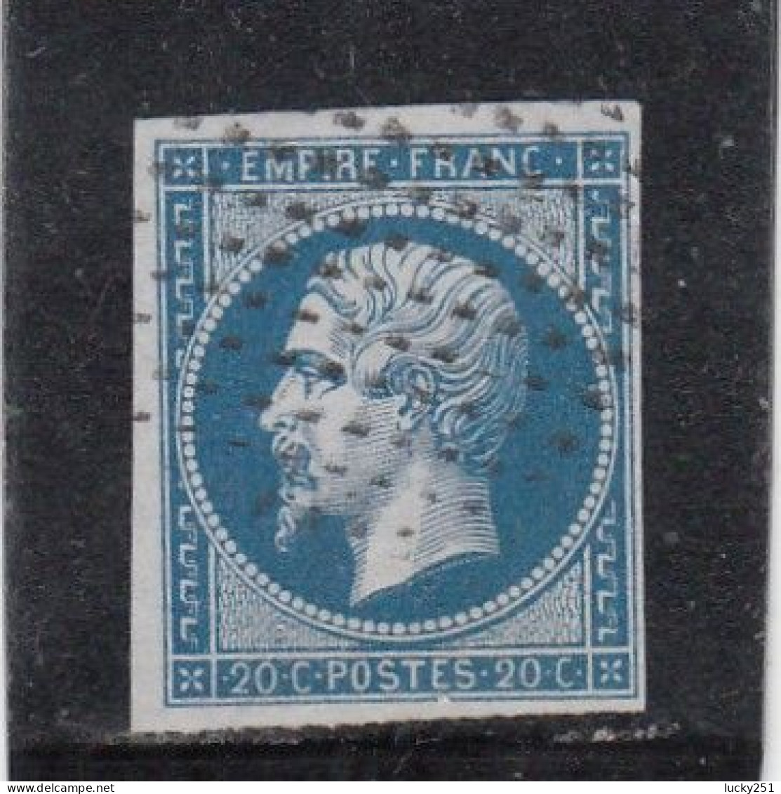 France - Année 1853-1860 - N°YT 14B - 20c Bleu - Oblitération Pointillés Fins - 1853-1860 Napoleon III