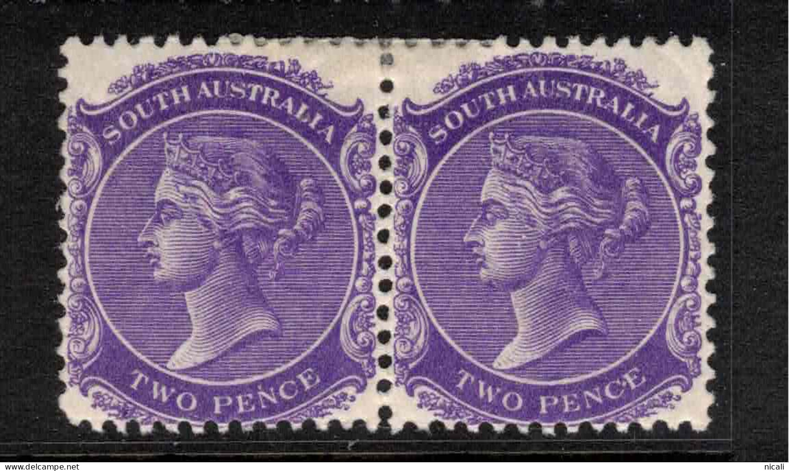 SOUTH AUSTRALIA 1876 2d Bright Violet P13 Pair SG 178 HM #CBU21 - Ungebraucht