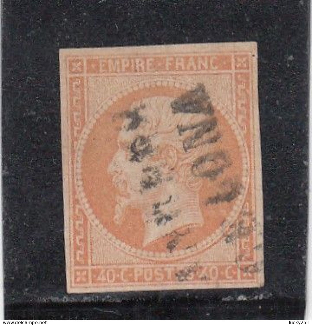 France - Année 1853-1860 - N°YT 16 - 40c Orange - Oblitération Linéaire "Estrangero Barcelona" - 1853-1860 Napoleon III