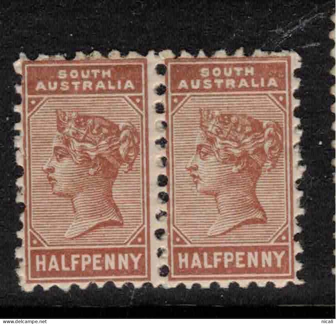 SOUTH AUSTRALIA 1883 1/2d Pale Brown P13 Pair SG 191 HM #CBU12 - Neufs