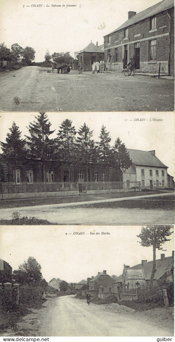 Ohain L'hospice, Rue Des Horbes, Le Bureau Des Douanes  N° 7,9,11 3CARTES  - Maubeuge