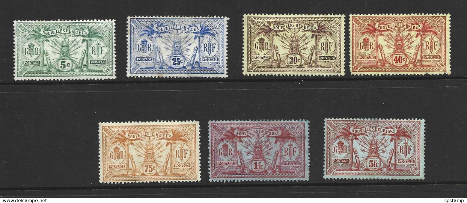 Nouvelle Hebrides 1911 - 12 Single Currency Definitives 7 Values To 5Fr M , Most RF Watermark , One Faulty - Ongebruikt