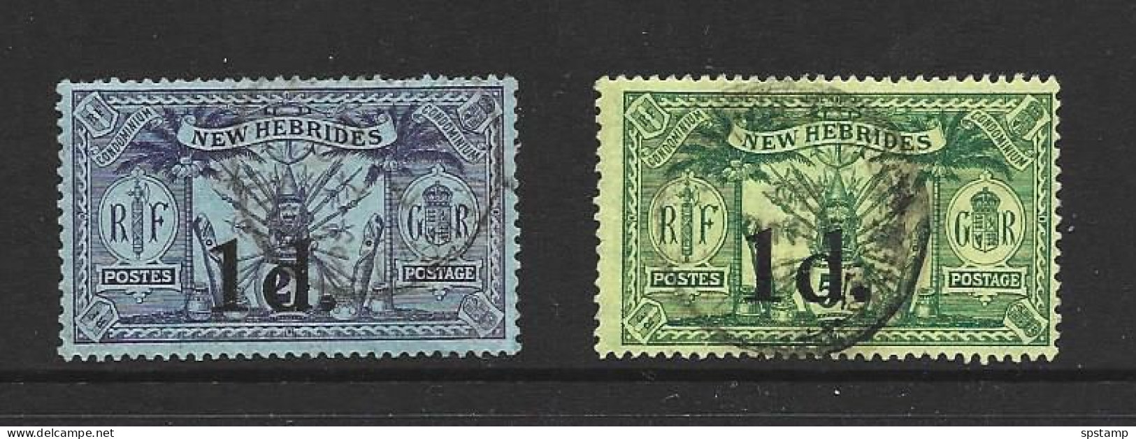 New Hebrides 1920 - 1921 1d Surcharges On 2/- & 5/- Values FU - Gebraucht