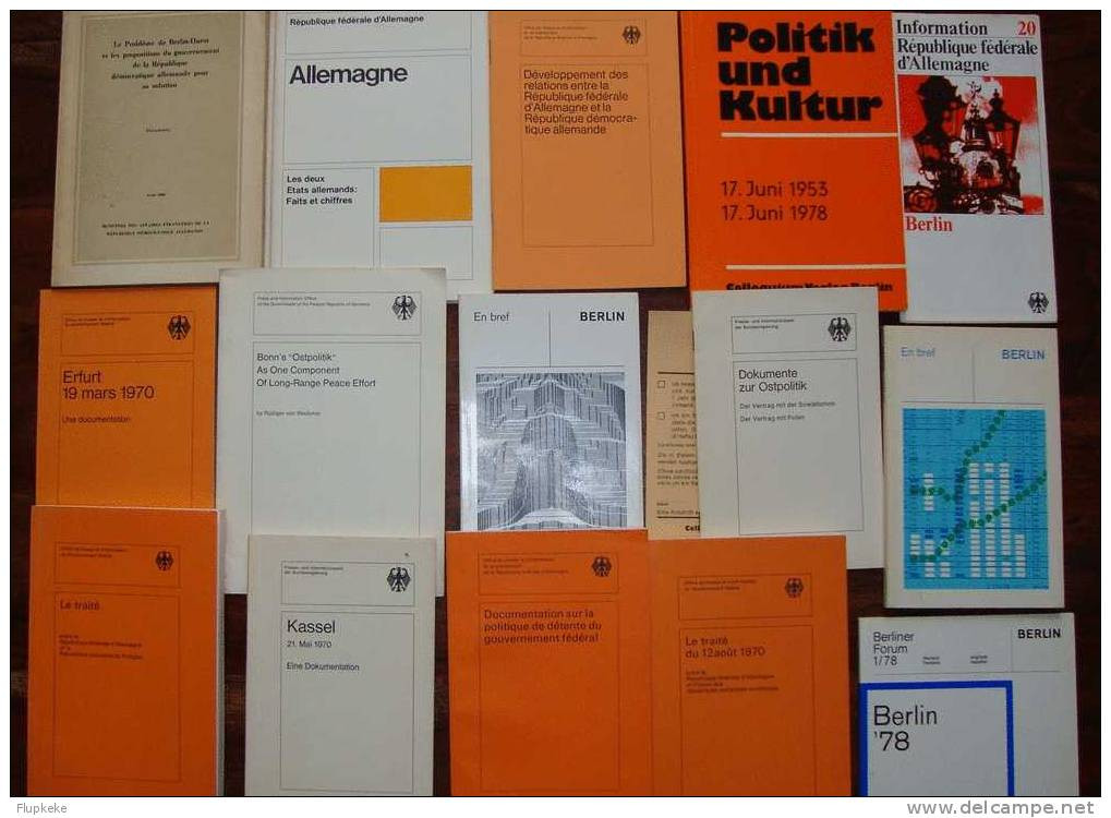 Relations RDA-RFA, Berlin,Pologne Lot De Documentation Du Gouvernement Fédéral En Langue Française 1970 - Lots De Plusieurs Livres