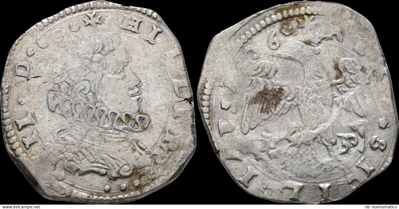 Italy Sicily Messina Philip IV Of Spain AR 4 Tari 1636 - Sicile