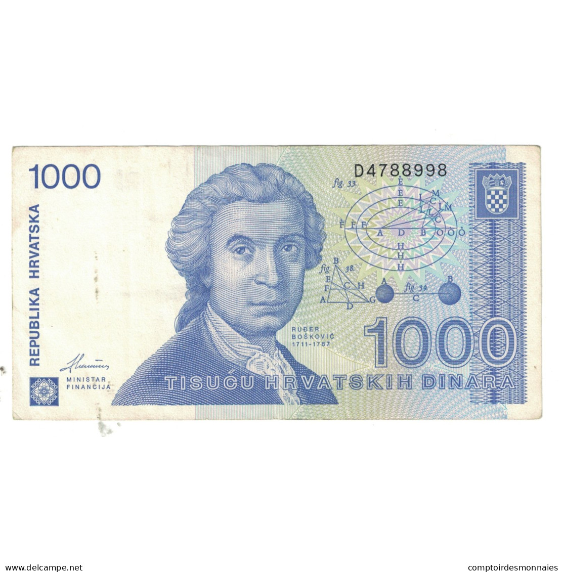 Billet, Croatie, 1000 Dinara, 1991, KM:22a, TTB - Croatie