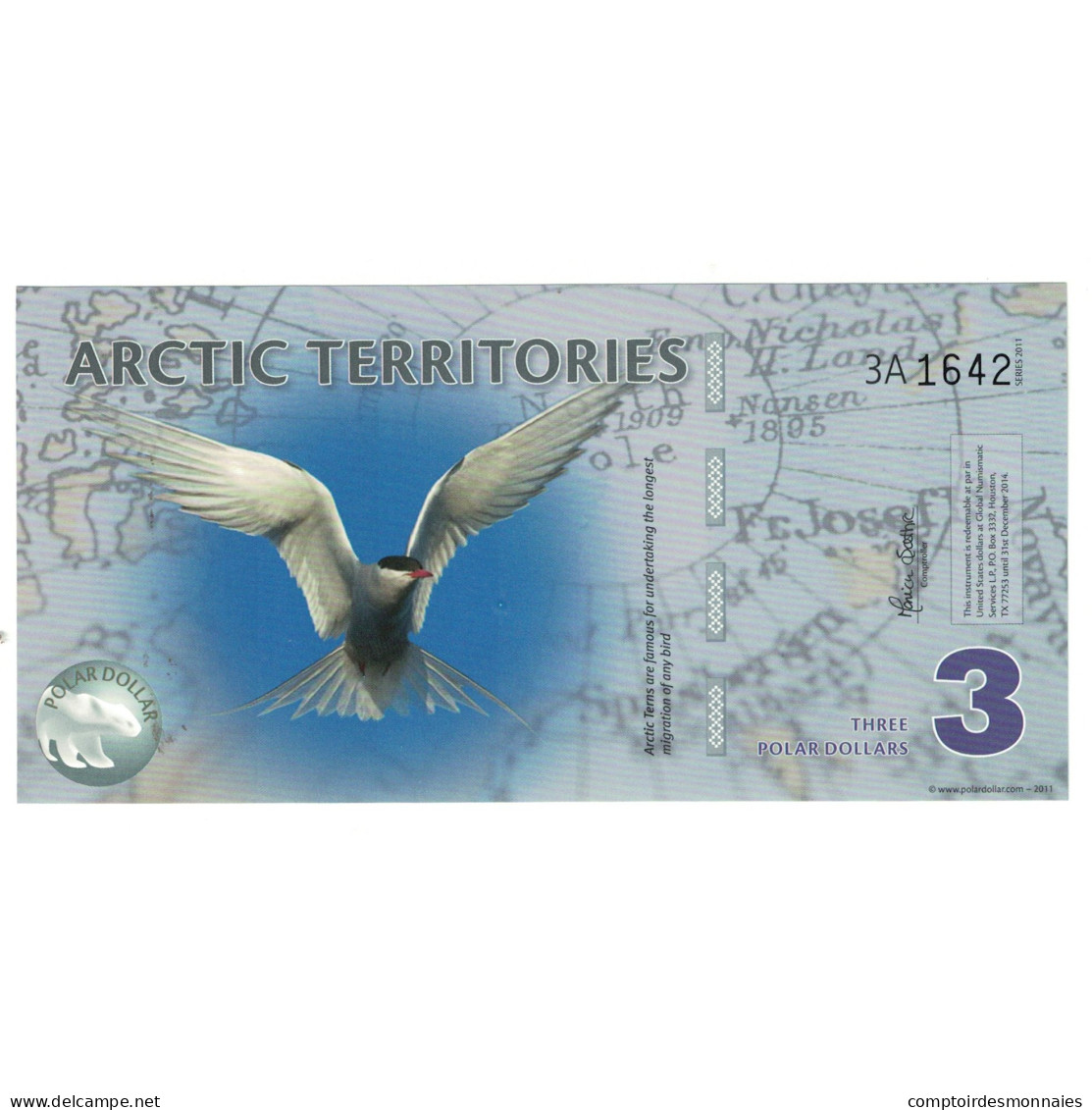 Billet, États-Unis, Dollar, 2011, 3 DOLLAR ARTIC TERRITORIES, NEUF - A Identificar