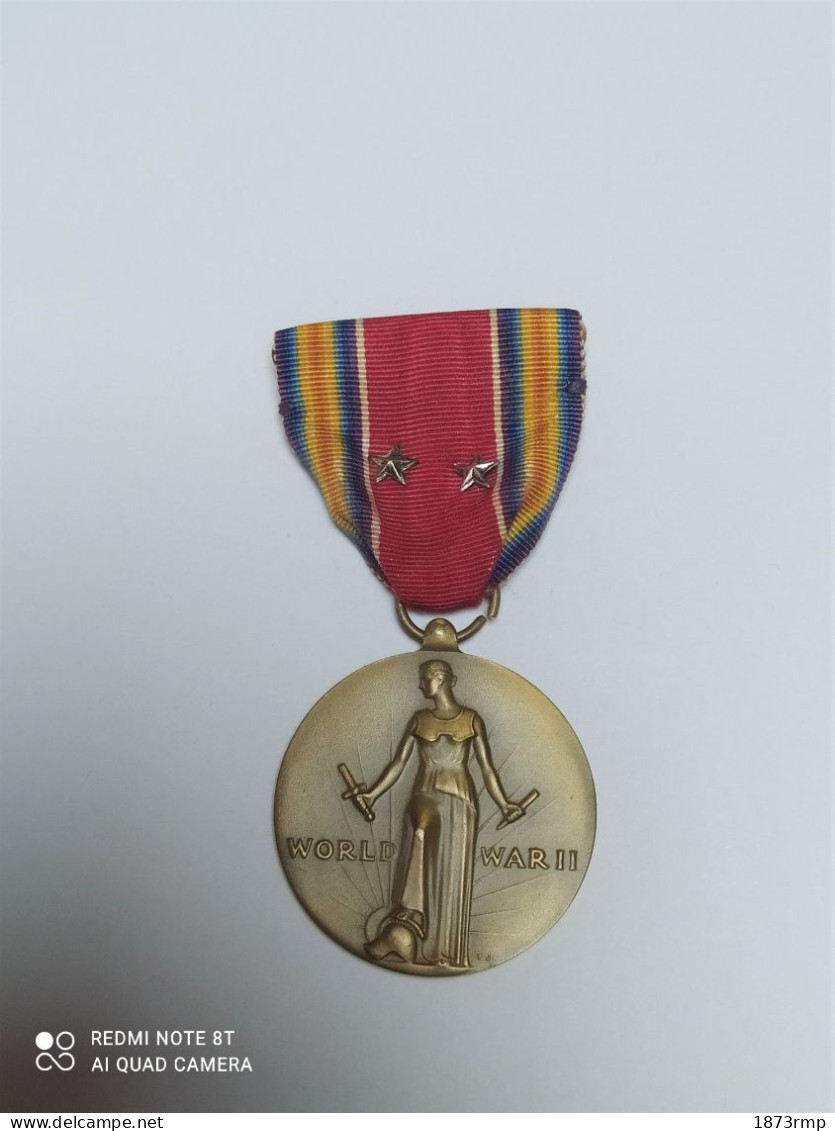 USA MEDAILLE WORLD WAR II VICTORY MEDAL AVEC DEUX CITATIONS 1941 -1945 - USA