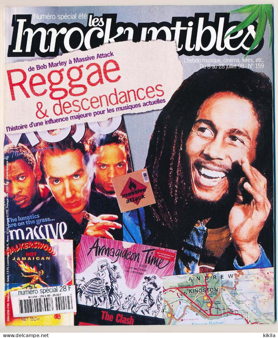 Journal Revue LES INROCKUPTIBLES N° 159 8 Au 28 Juillet 1998  L'hebdo Musique, Cinéma, Livres, Etc... De Bob Marley à * - Música