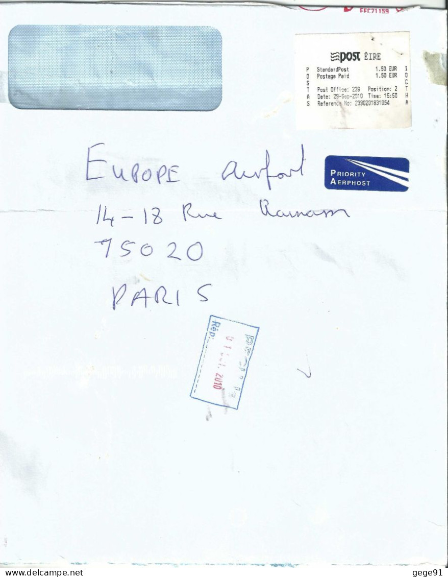 Vignette D'affranchissement De Guichet _ Lettre Pour La France - Storia Postale