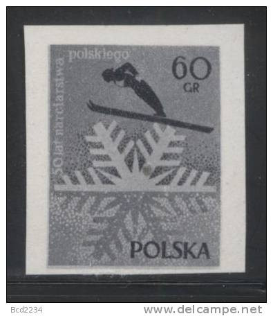 POLAND 1957 50 YEARS OF SKIING 60g BLACK PRINT NHM Winter Sports Snowflake - Errors & Oddities