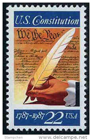 USA 1987 Signing Of The Constitution Stamp Sc#2360 Quill Pen Feather History - Autres & Non Classés