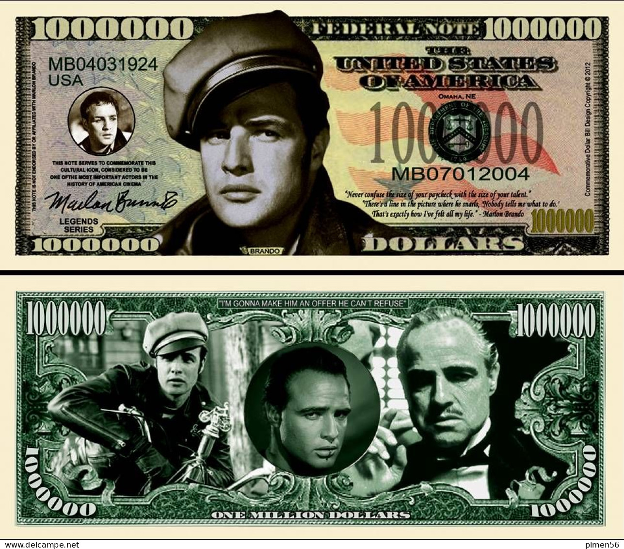 USA - FANTASY NOTE -  MARLON  BRANDO - UNC / SERIES  LEGENDS - Other & Unclassified