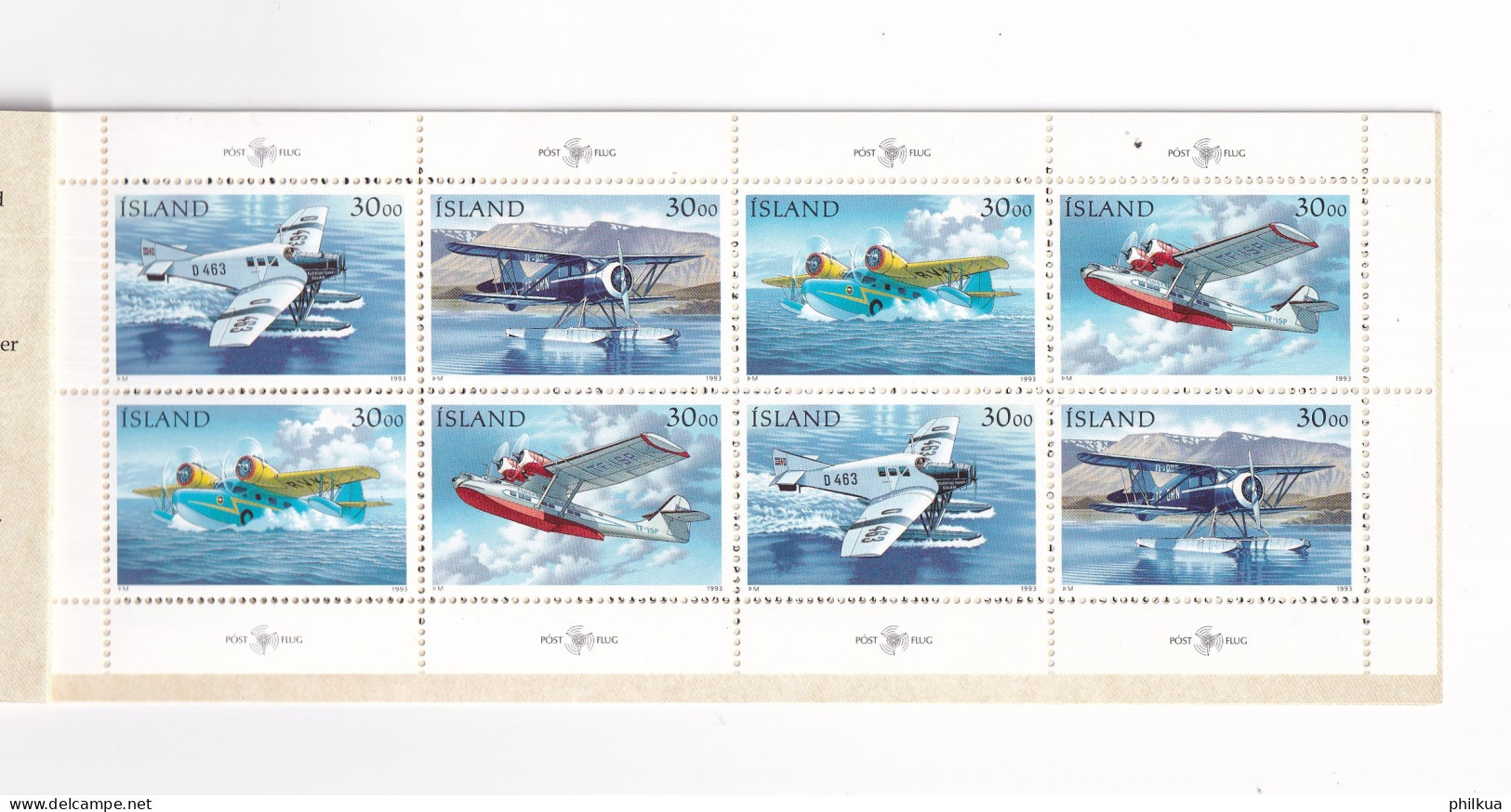 MiNr. 791 - 794 Island 1993, 9. Okt. Tag Der Briefmarke: Postflugzeuge - Postfrisch/**/MNH  - Unused Stamps