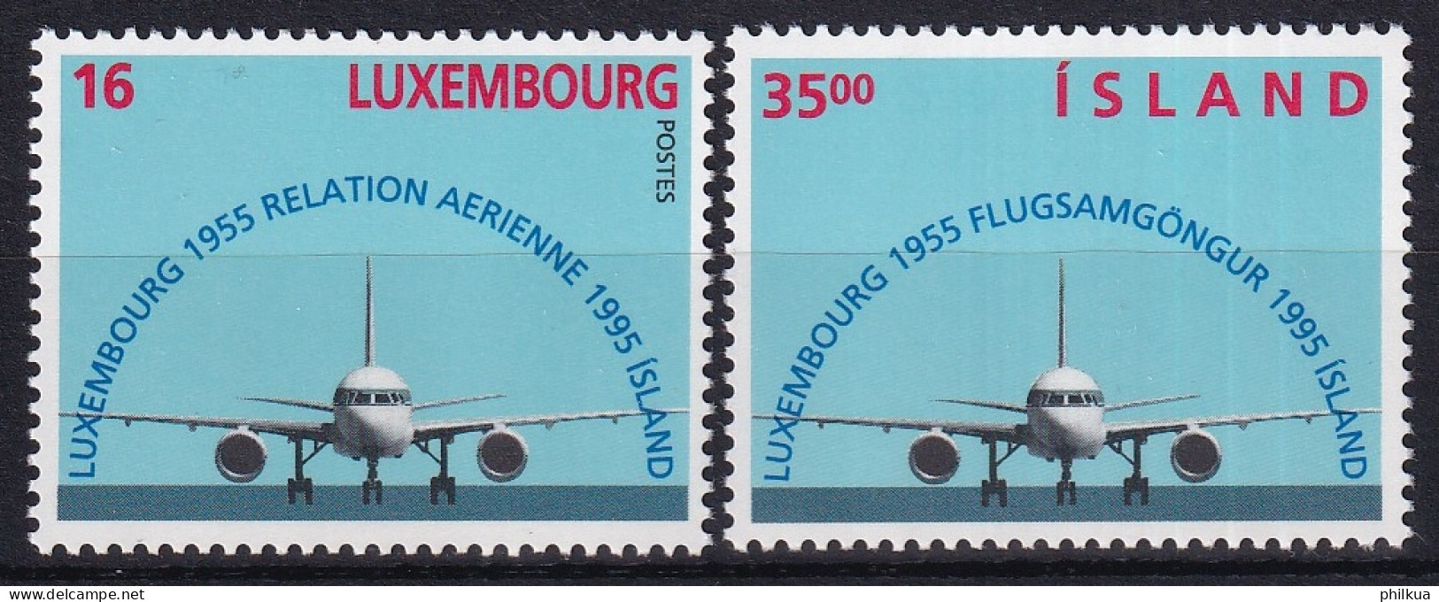 MiNr. 832 Island 1995, 18. Sept. 40 Jahre Flugverbindung Zwischen Luxemburg Und Island - Postfrisch/**/MNH  - Unused Stamps