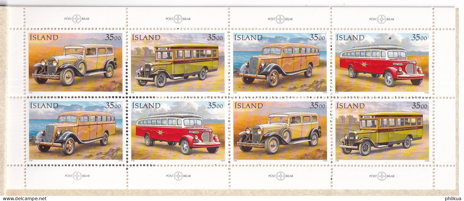 MiNr. 846 - 849 Island 1996, 13. Mai. Postautos. Odr., Kleinbogen Und Markenheftchen - Postfrisch/**/MNH  - Unused Stamps