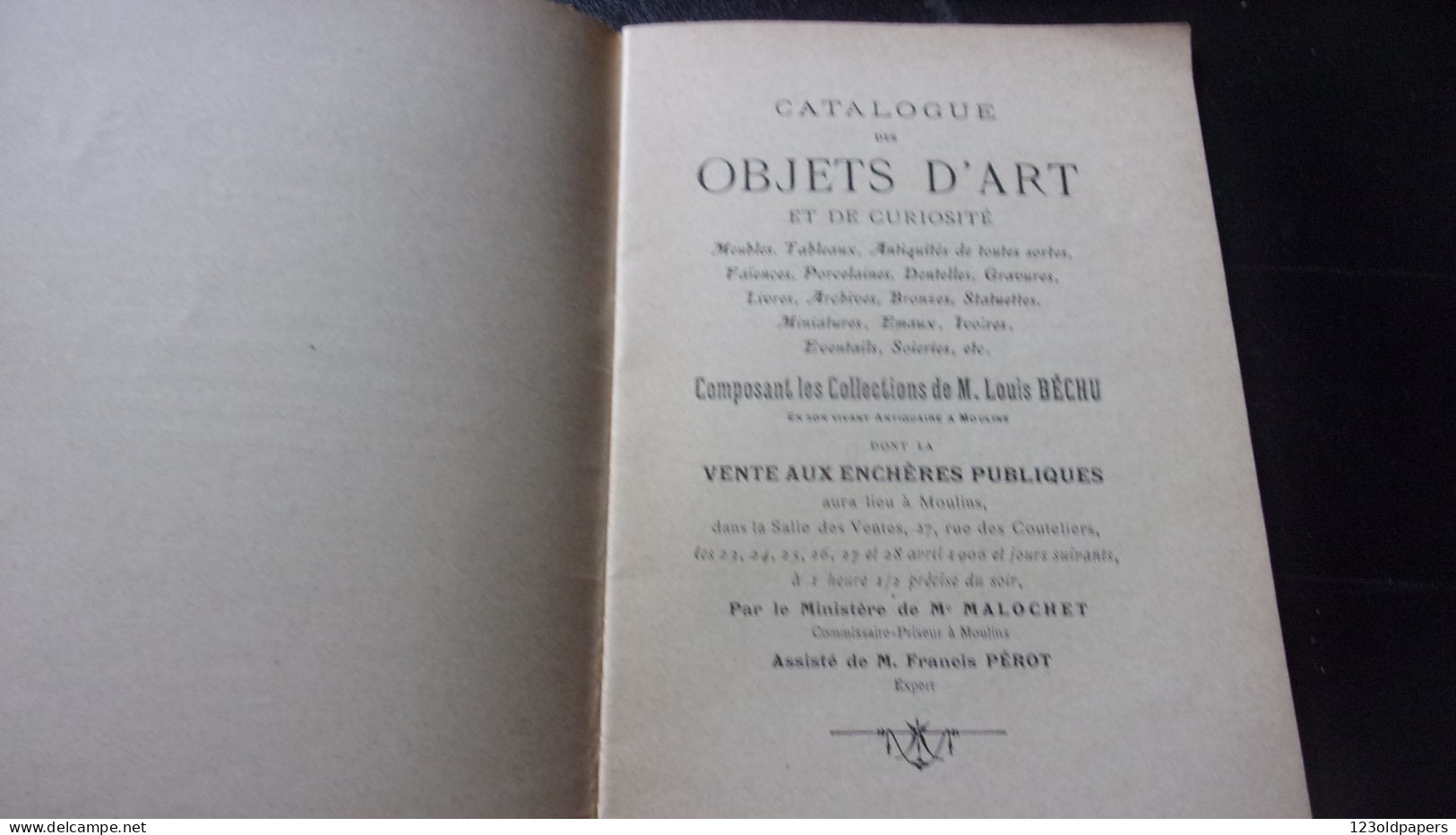 BOURBONNAIS 1906 CATALOGUE DES COLLECTIONS DE LOUIS BECHUS ANIQUAIRE A MOULINS EX LIBRIS FRANCIS PEROT EXPERT - Bourbonnais