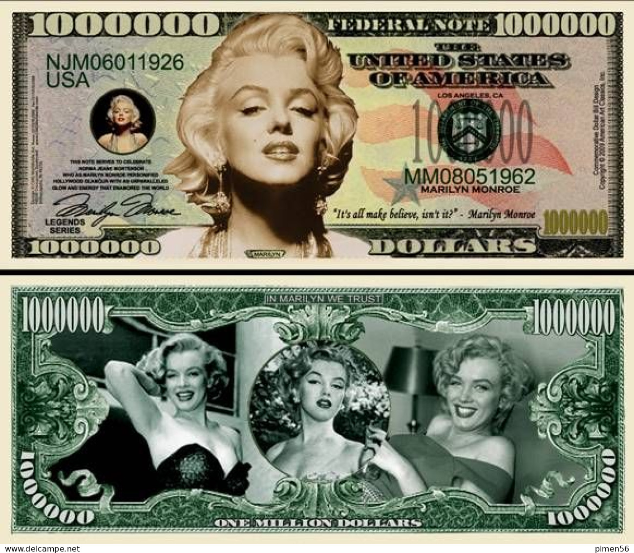 USA - FANTASY NOTE -  MARILYN  MONROE - UNC / SERIES  LEGENDS - Other & Unclassified