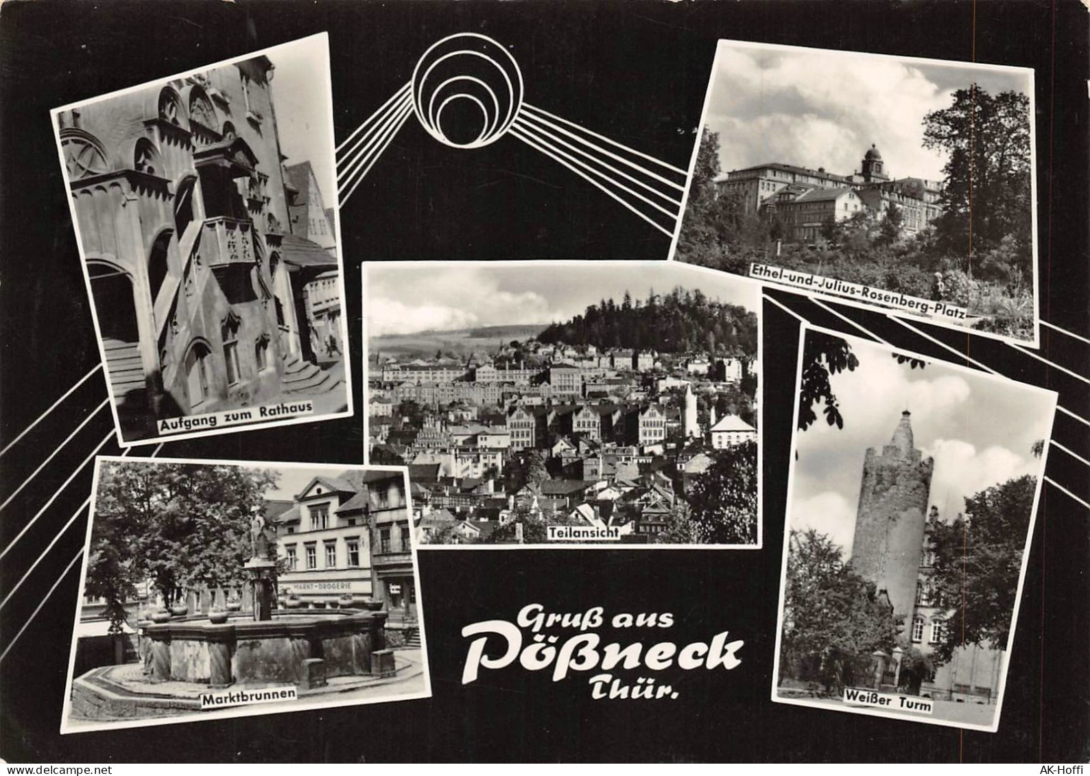 Pößneck - Aufgang Zum Rathaus, Teilansicht , Ethel-und-Julius-Rosenberg-Platz, Gelaufen (2891) - Poessneck