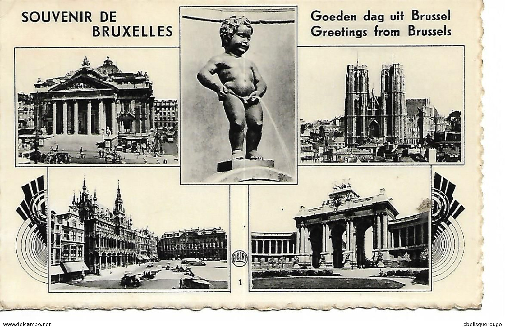 BRUXELLES  MONUMENT MANENKENPISSE BOURSE GUDULE  MAISON DU ROI VERS 1950  MULTIVUES - Panoramische Zichten, Meerdere Zichten