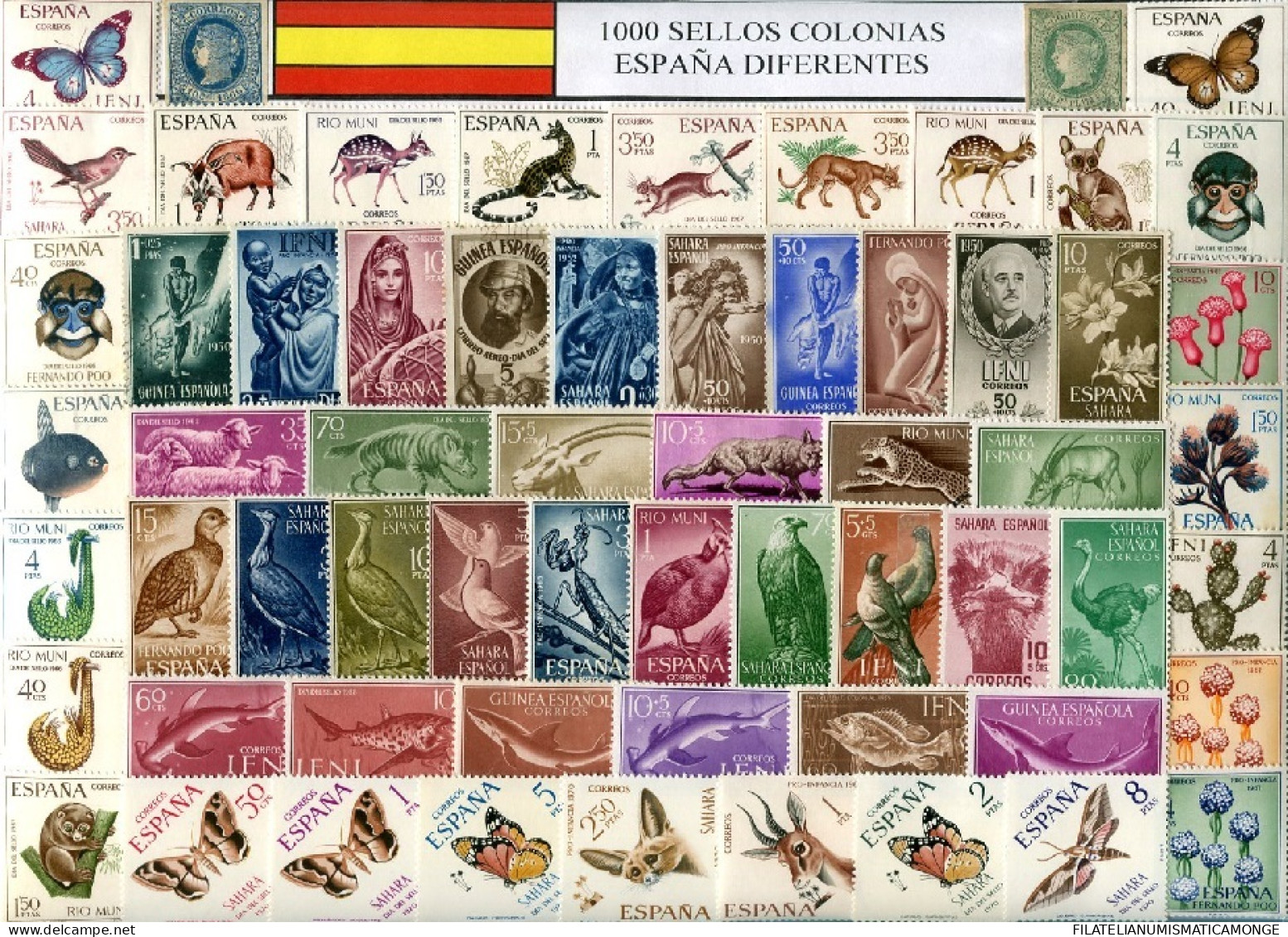  Offer - Lot Stamps - Paqueteria  Colonias Españolas / Varios 1000 Sellos Difer - Lots & Kiloware (min. 1000 Stück)