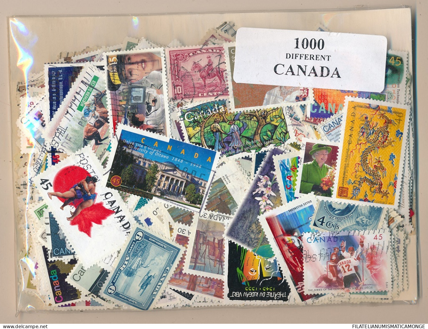  Offer - Lot Stamps - Paqueteria  Canadá 1000 Sellos Diferentes           - Kilowaar (min. 1000 Zegels)