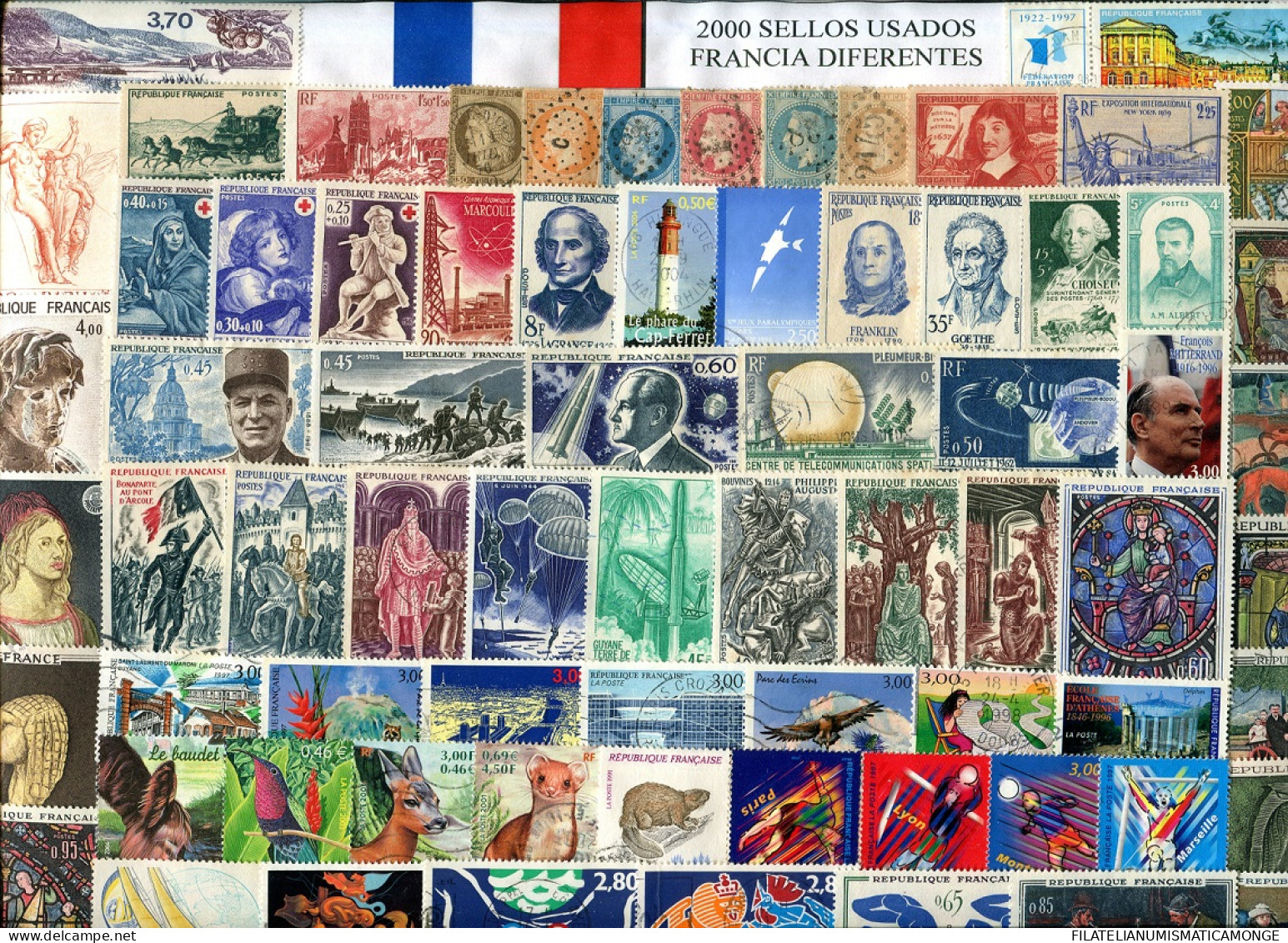  Offer - Lot Stamps - Paqueteria  Francia / Francia 2000 Diferentes / Elegante  - Kilowaar (min. 1000 Zegels)