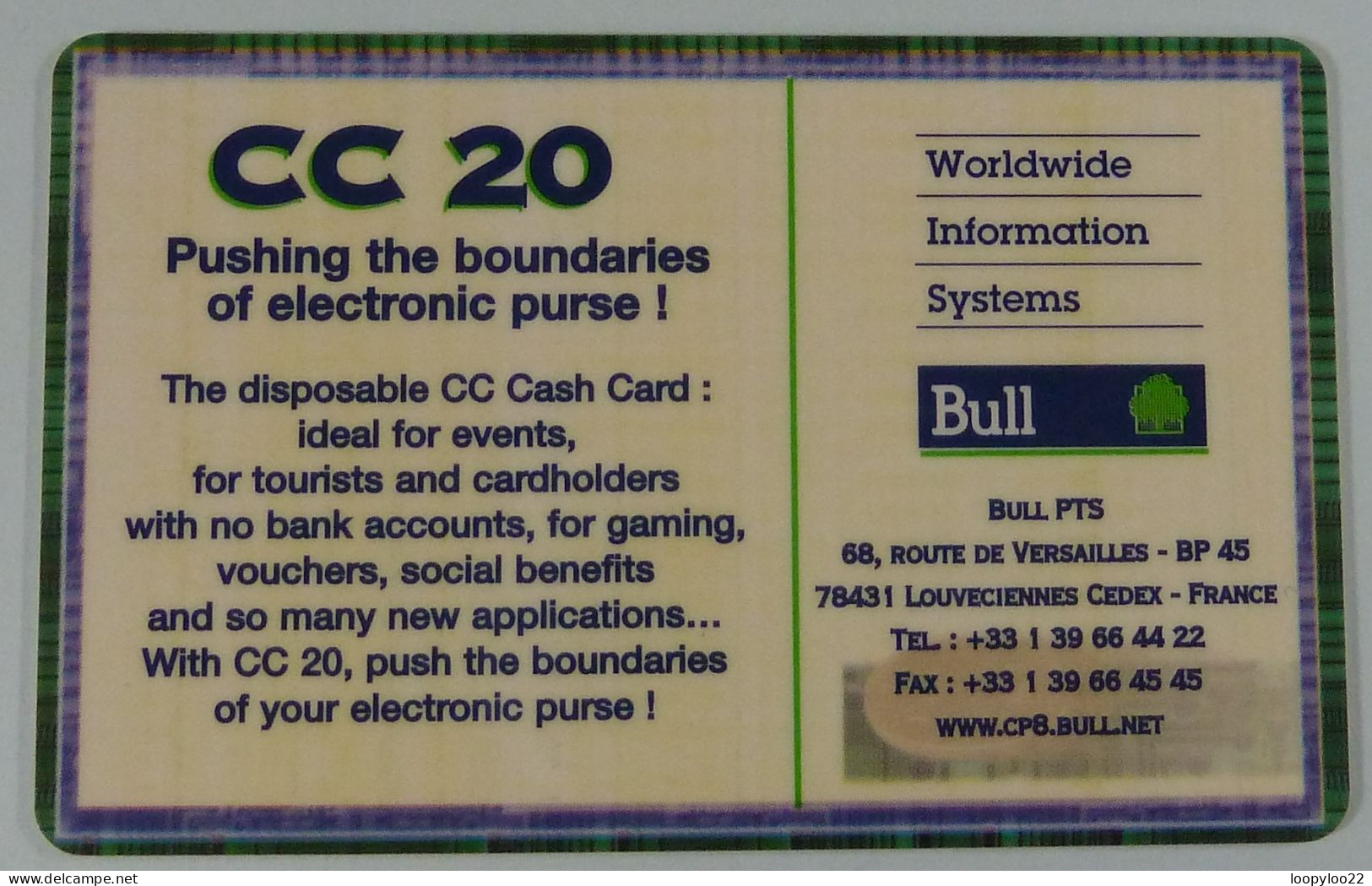 FRANCE - Bull Chip - CC20 - Electronic Purse Demo For Proton - Disposable Credit Card