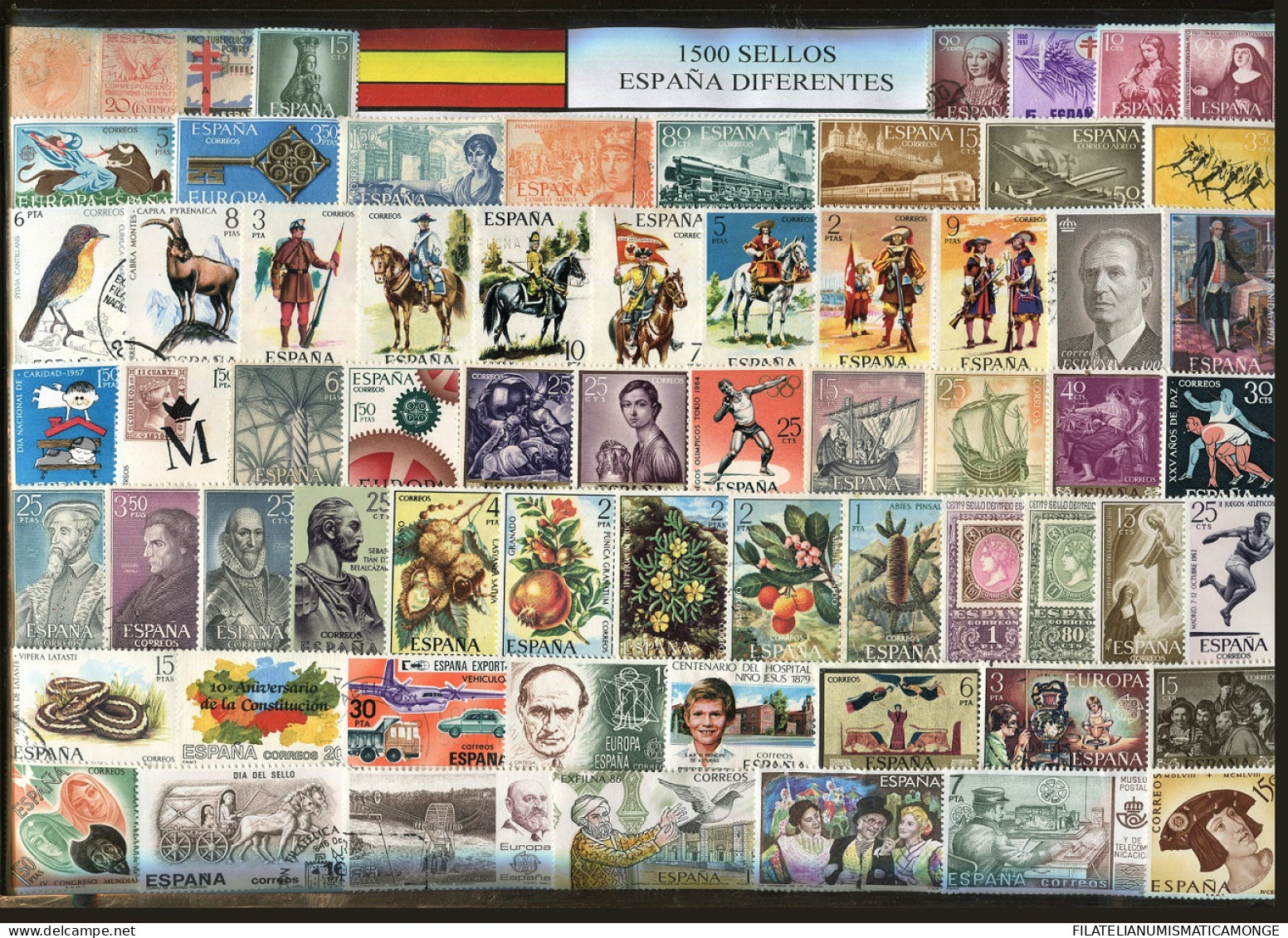  Offer - Lot Stamps - Paqueteria  España / 2º Centenario 1500 Sellos Diferentes - Kilowaar (min. 1000 Zegels)