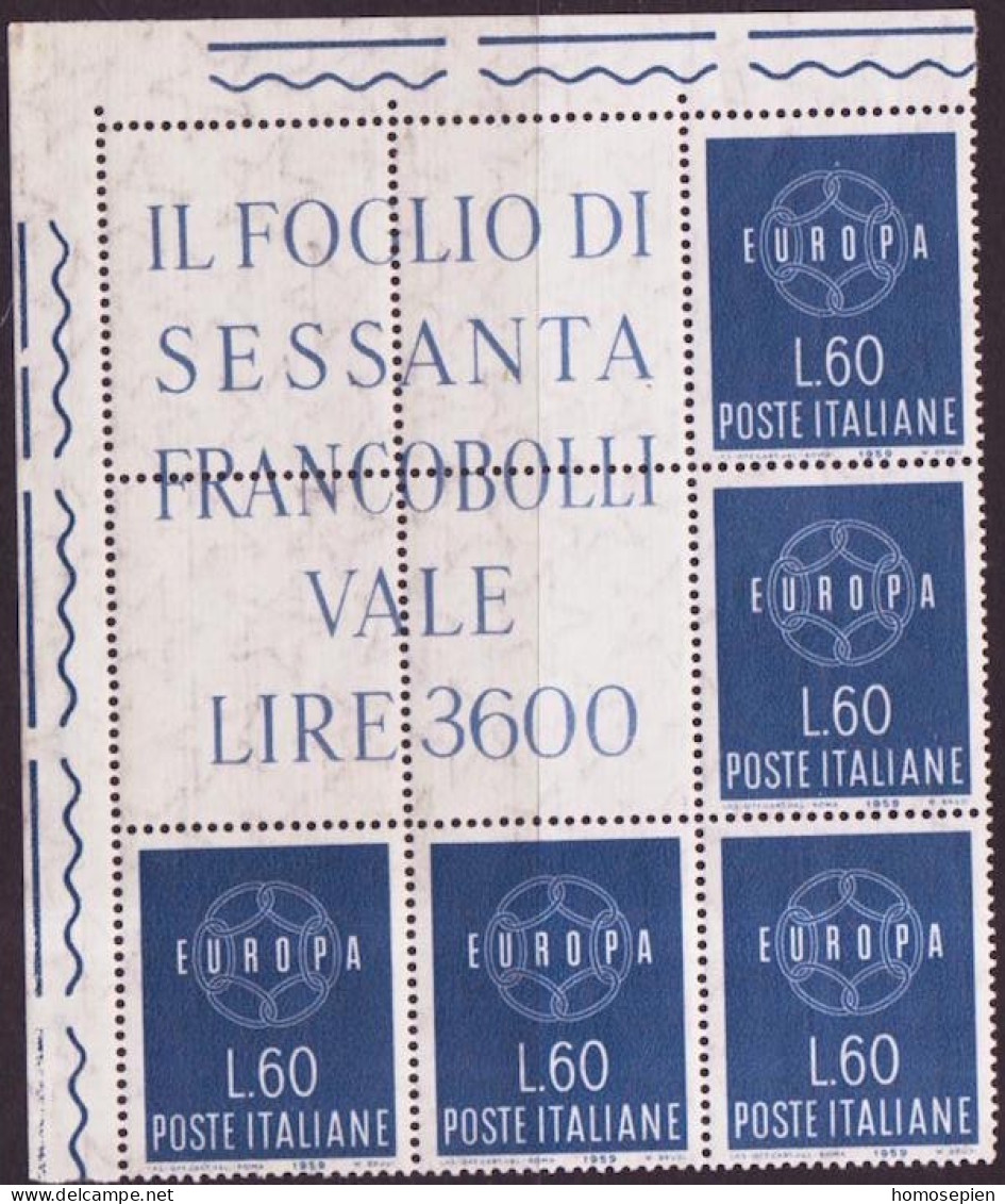 Europa CEPT 1959 Italie - Italy - Italien Y&T N°804 à 805 - Michel N°1055 à 1056 *** - Avec Vignettes Attenantes - 1959