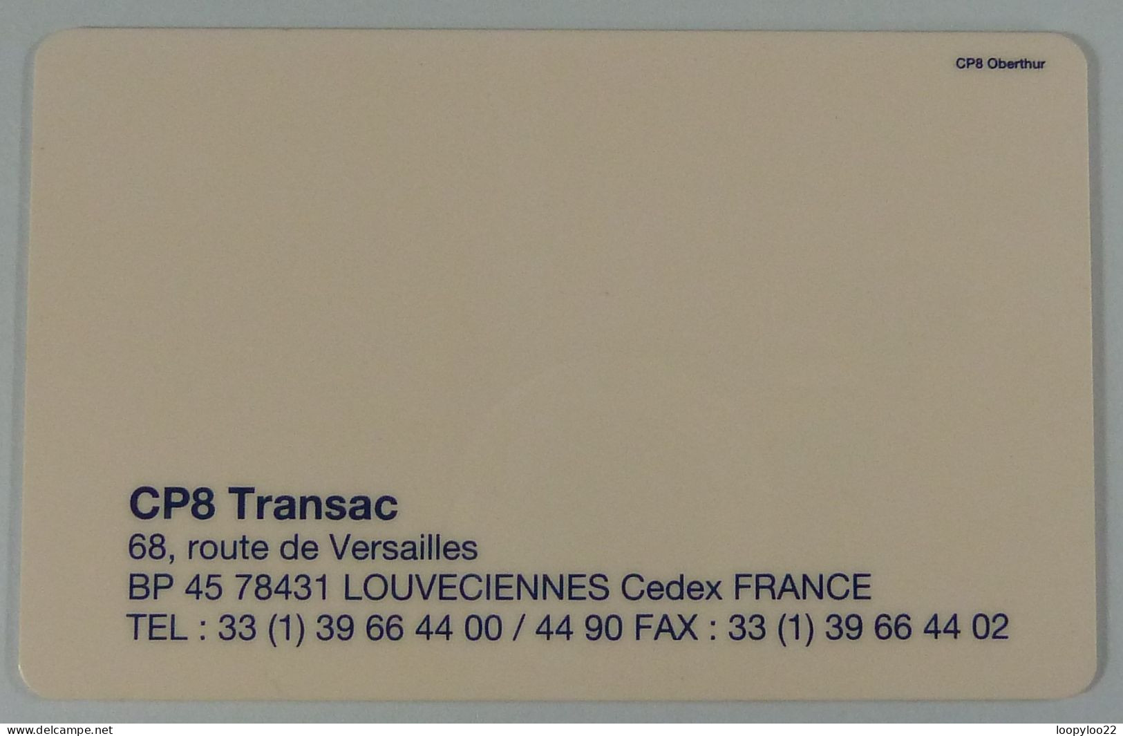 FRANCE - CP8 Transac - Oberthur - Smart Card Test / Demo - Autres & Non Classés