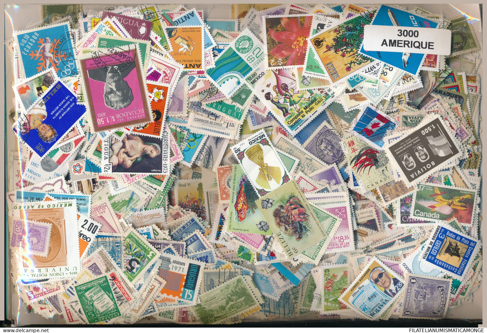  Offer - Lot Stamps - Paqueteria  America 3000 Sellos Diferentes           - Kilowaar (min. 1000 Zegels)