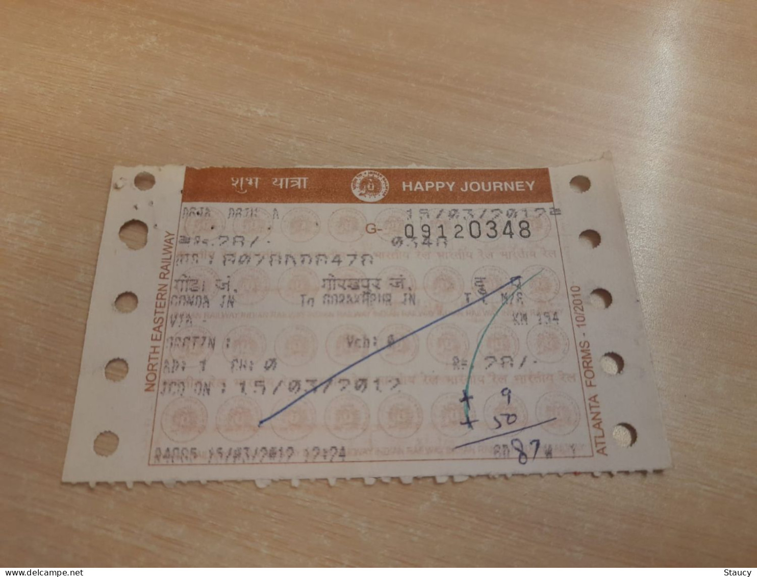 India Old / Vintage - Railway / Train Ticket "NORTH EASTERN RAILWAY" As Per Scan - Wereld