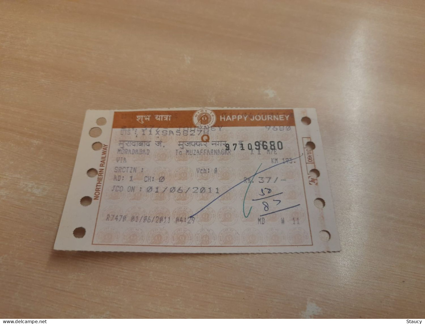 India Old / Vintage - INDIAN Railways / Train Ticket "NORTHERN RAILWAY" As Per Scan - Wereld