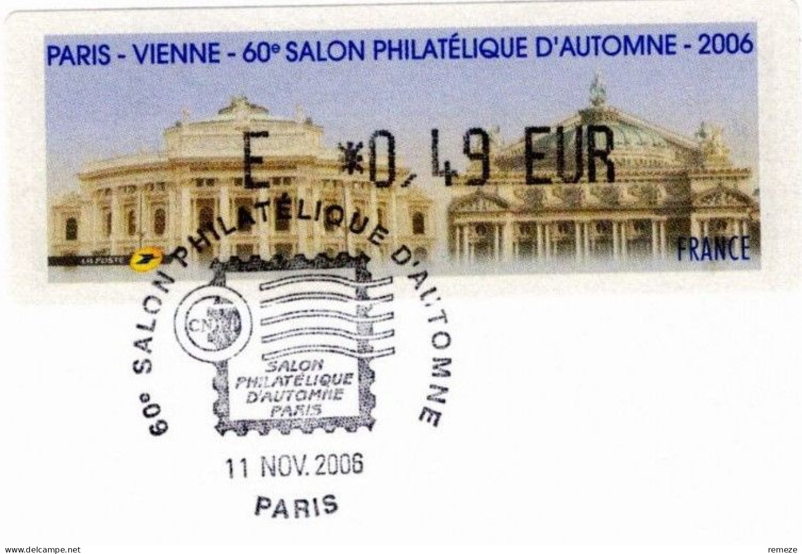 LISA - 2006  - 60e Salon D'automne Paris-Vienne  ( 0,49€ Enveloppes Avec Cachet 1er Jour ) + Recu - 1999-2009 Geïllustreerde Frankeervignetten